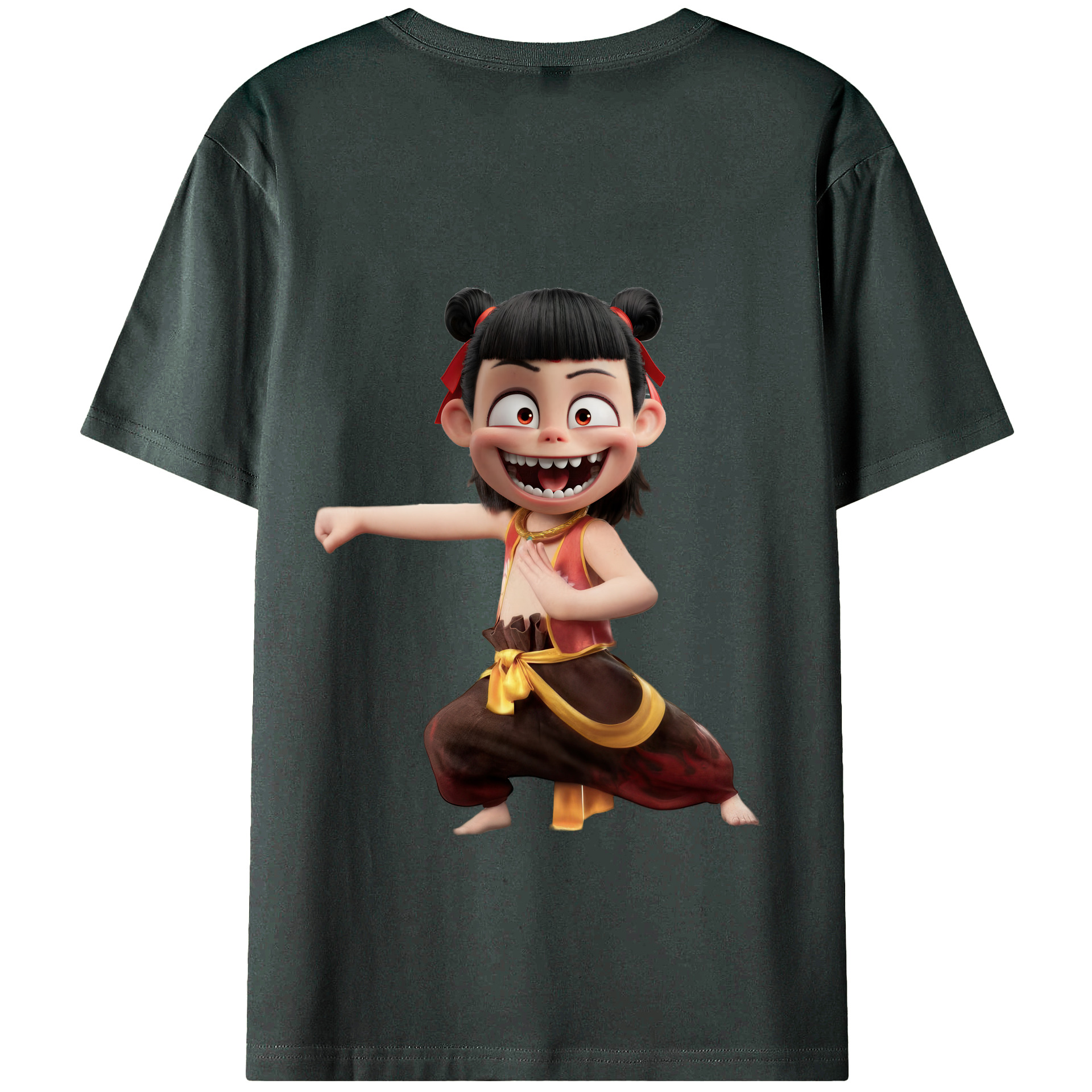 （画像用） Ne Zha 2 ナタ 魔童の大暴れ 綿100％ メンズ半袖Tシャツ（バックプリント） 通気性